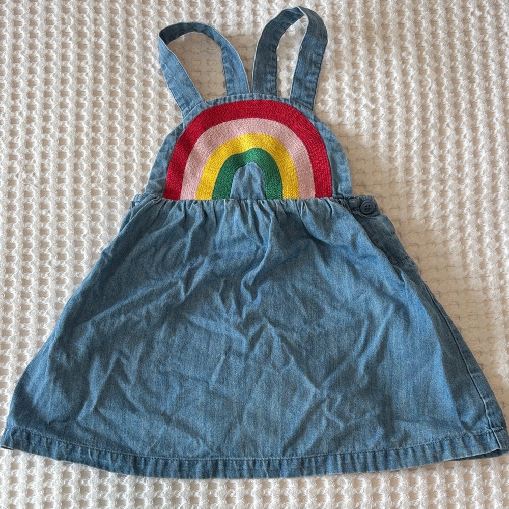 🌈Hanna Andersson Rainbow Denim Overall Dress